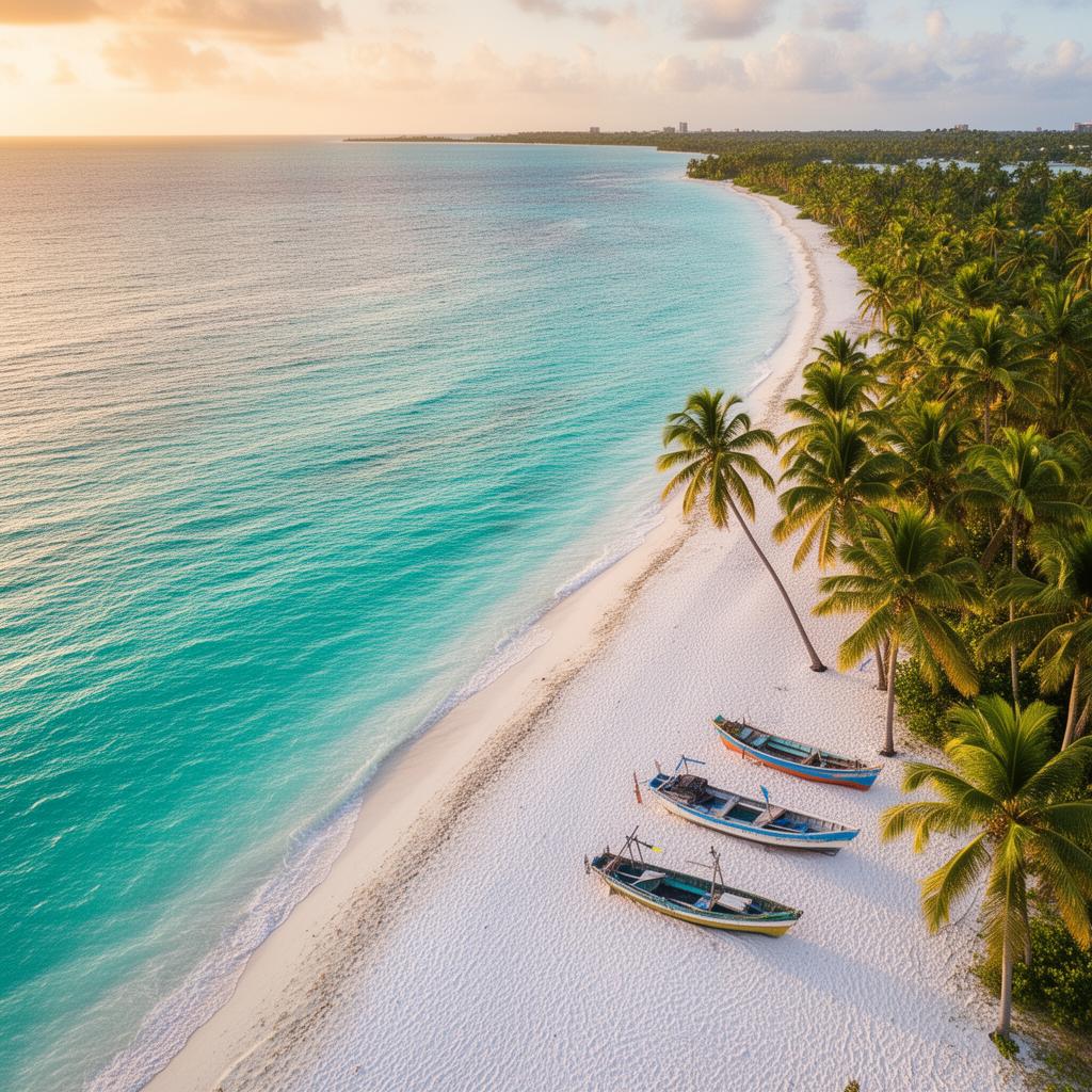 Beachfront property opportunity in Punta Cana with white sand and palm trees